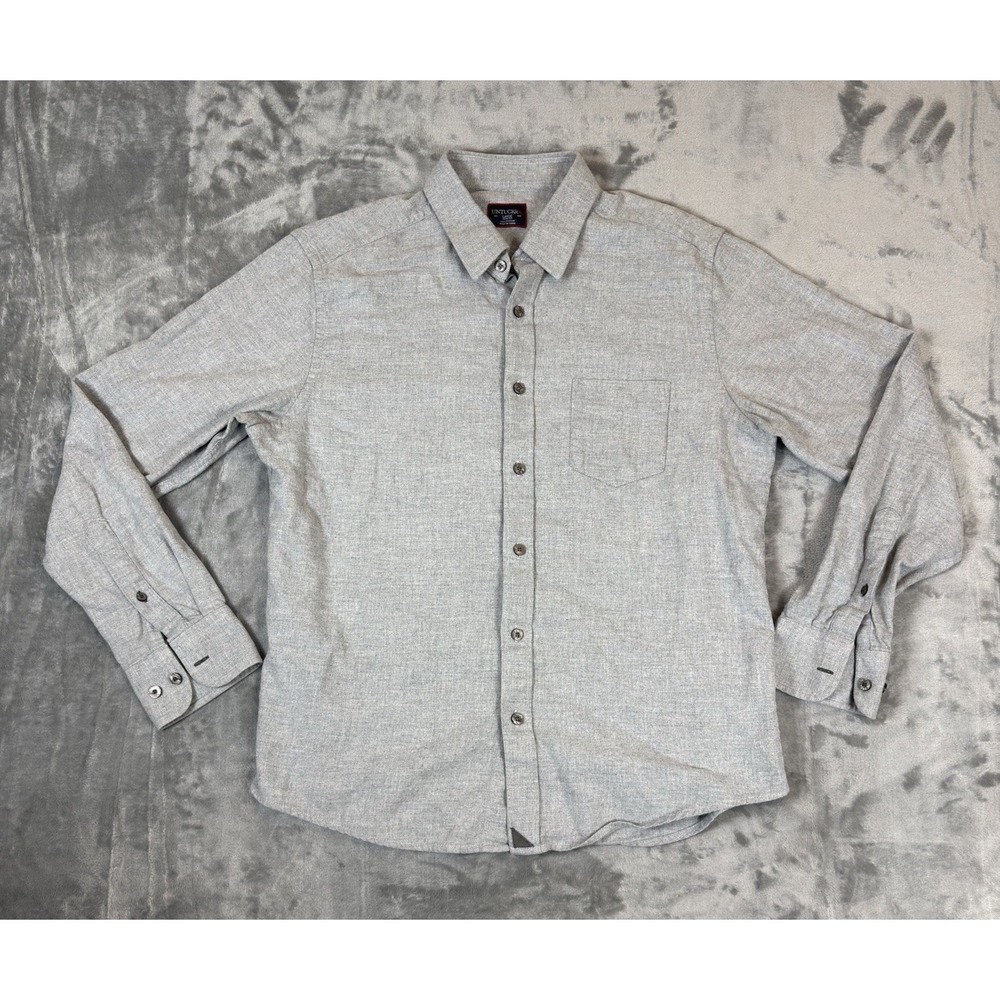UNTUCKit Flannel Shirt Long Sleeve Button Down Mens Large Slim Fit Gray